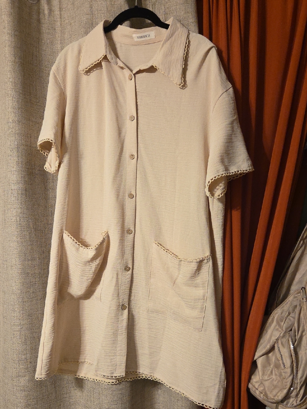 BSUBSEACH Cream Button-Front Short Sleeve Shirt coverup